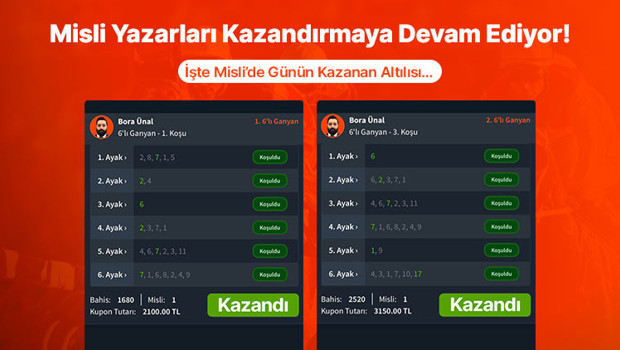 Misli yazarları kazandırmaya devam ediyor! İşte Misli’de günün kazanan altılısı…