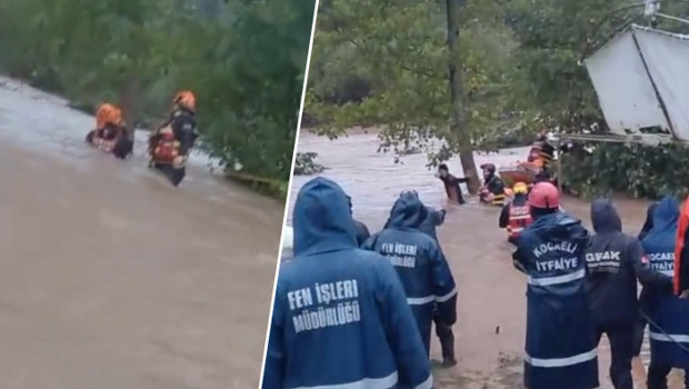 Kocaeli'de sel sularına kapılan kişi halatlarla kurtarıldı! Kayıp 1 kişi aranıyor
