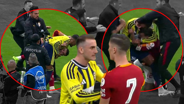 Galatasaray-Fenerbahçe derbisinin ardından büyük kavga: Futbolcular birbirlerine girdi! Polisler sahaya indi