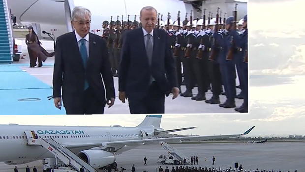 Cumhurbaşkanı Erdoğan, Tokayev'i havalimanında karşıladı
